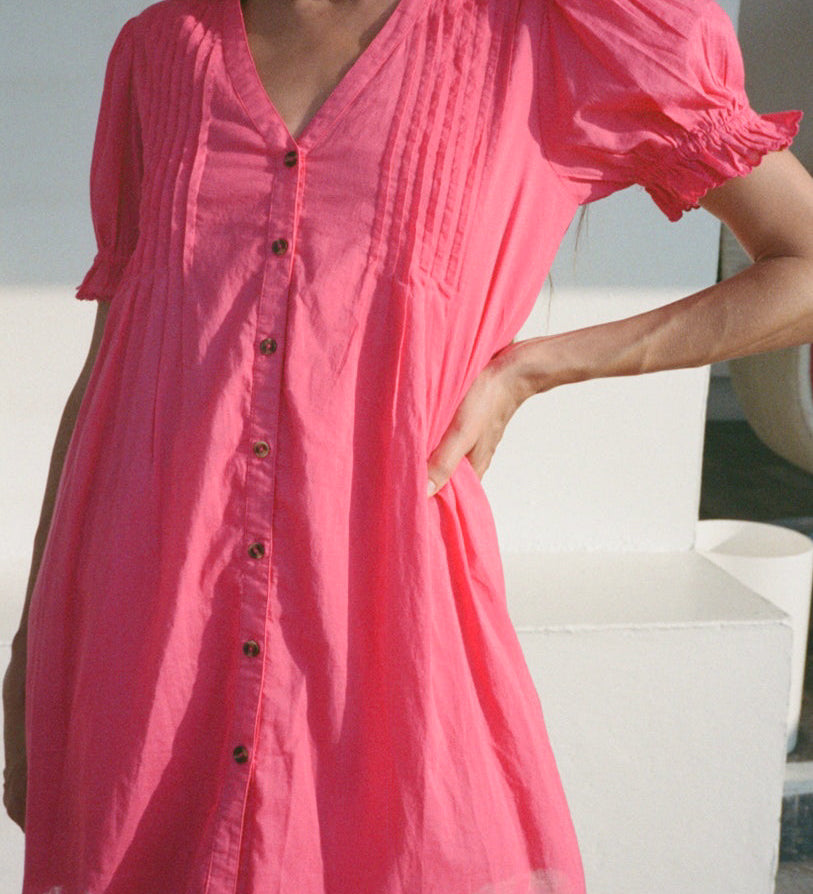 Ciao Lucia - Nayara Guava Embroidered Cotton Dress