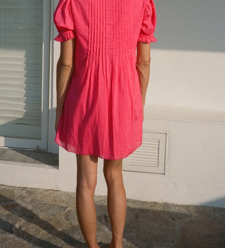 Ciao Lucia - Nayara Guava Embroidered Cotton Dress