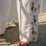 Ciao Lucia - Ermmano White Embroidered Linen Pant