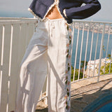 Ciao Lucia - Ermmano White Embroidered Linen Pant