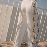 Ciao Lucia - Ermmano White Embroidered Linen Pant