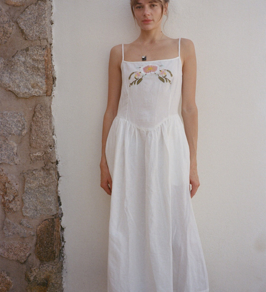 Ciao Lucia - Neroni White Embroidered Linen Dress