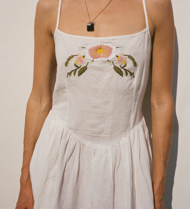 Ciao Lucia - Neroni White Embroidered Linen Dress