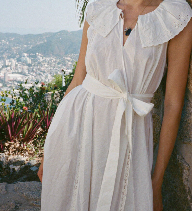 Ciao Lucia - Sua White Embroidered Cotton Dress