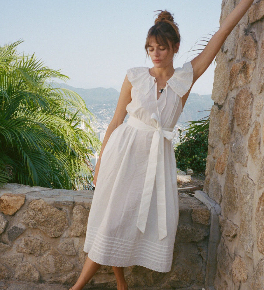 Ciao Lucia - Sua White Embroidered Cotton Dress