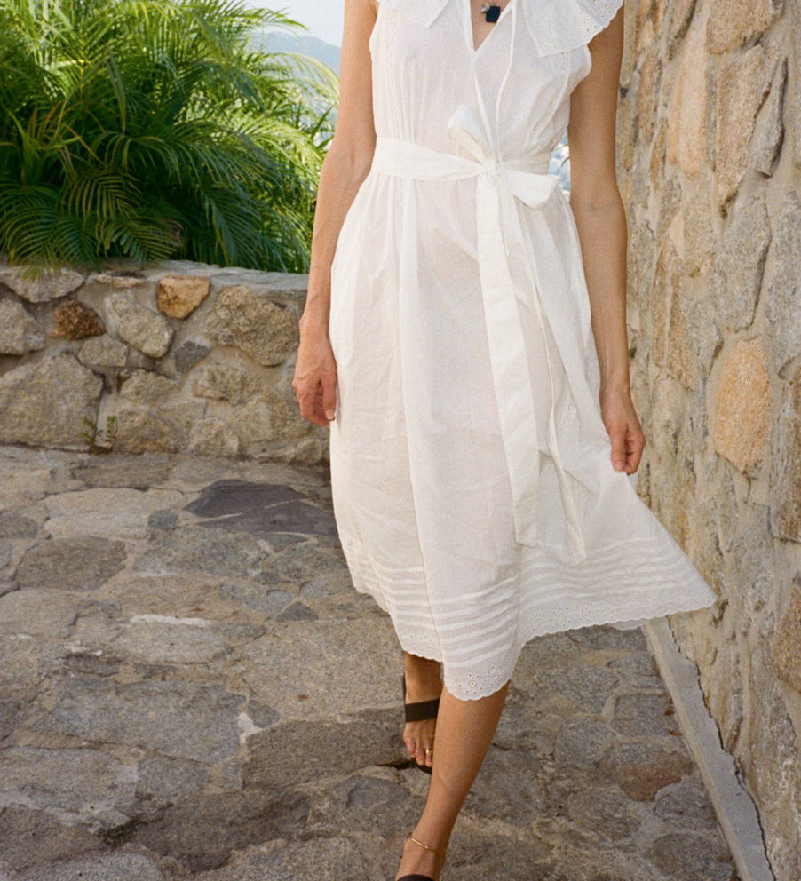 Ciao Lucia - Sua White Embroidered Cotton Dress