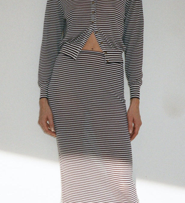 Ciao Lucia - Faye Midnight Stripe Sheer Knit Skirt