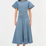 Simkhai - Taylan Structured Denim Midi Skirt