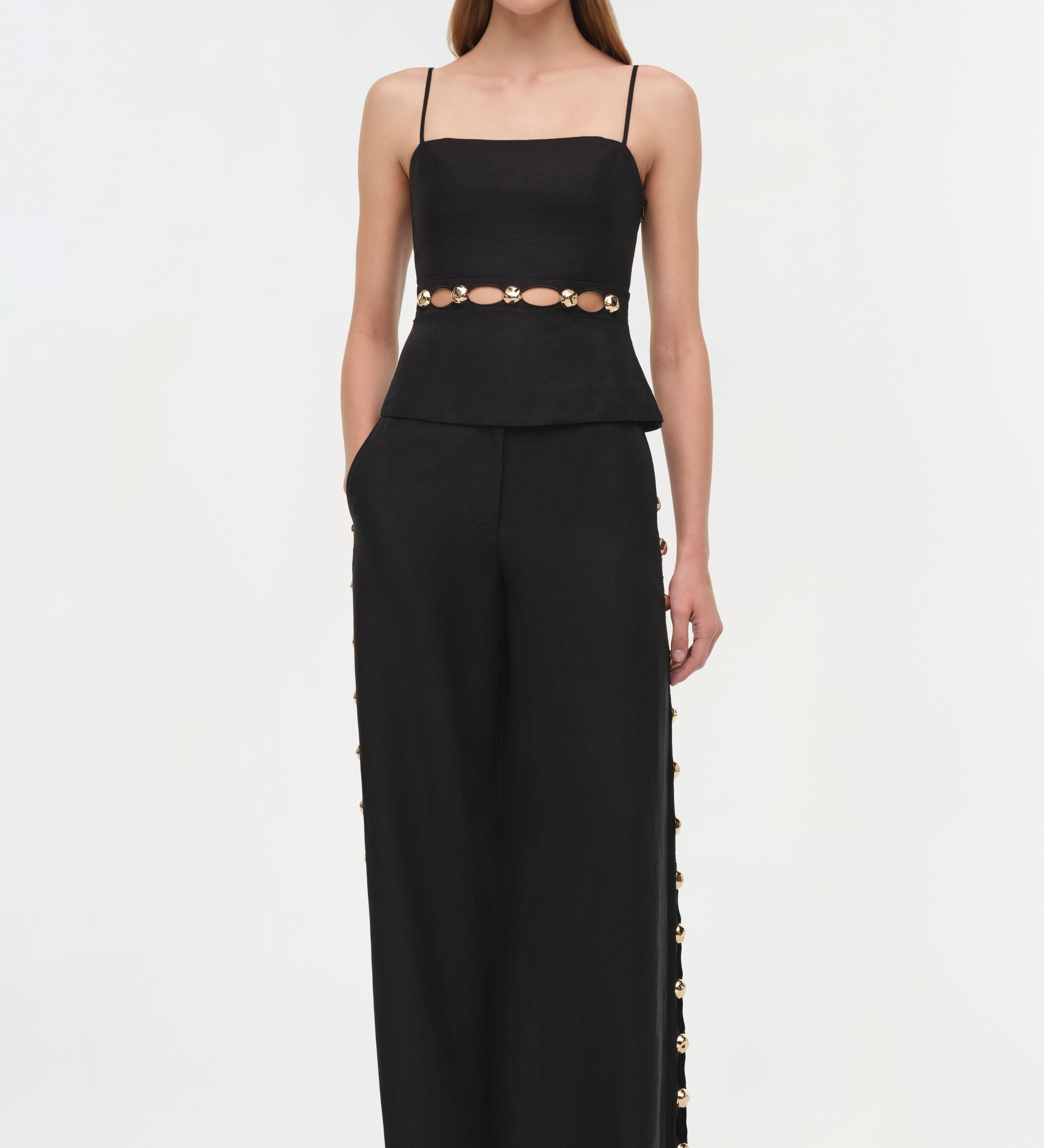 Simkhai - Cayman Studded Linen Wide Leg Pant