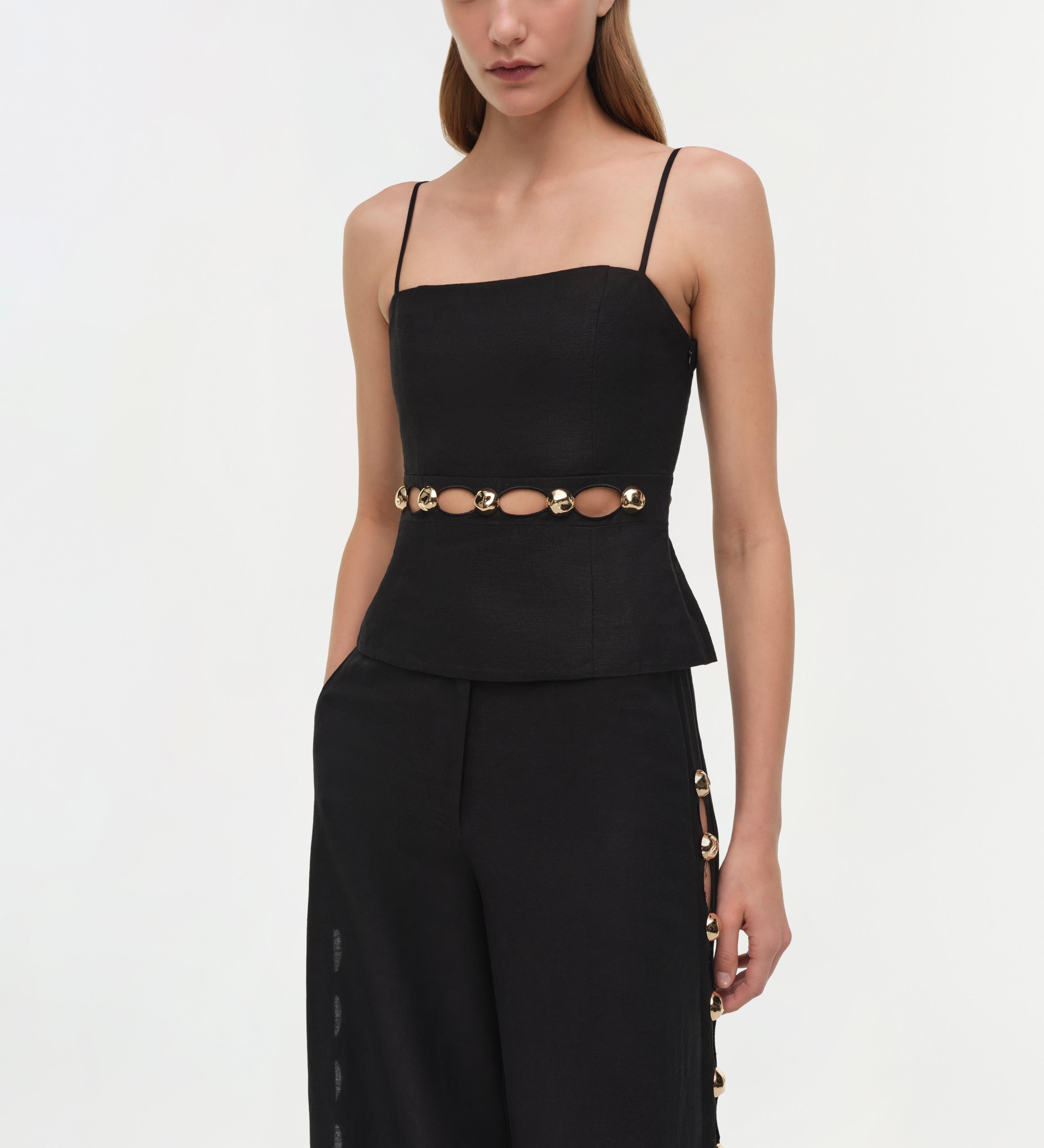 Simkhai - Cayman Studded Linen Wide Leg Pant