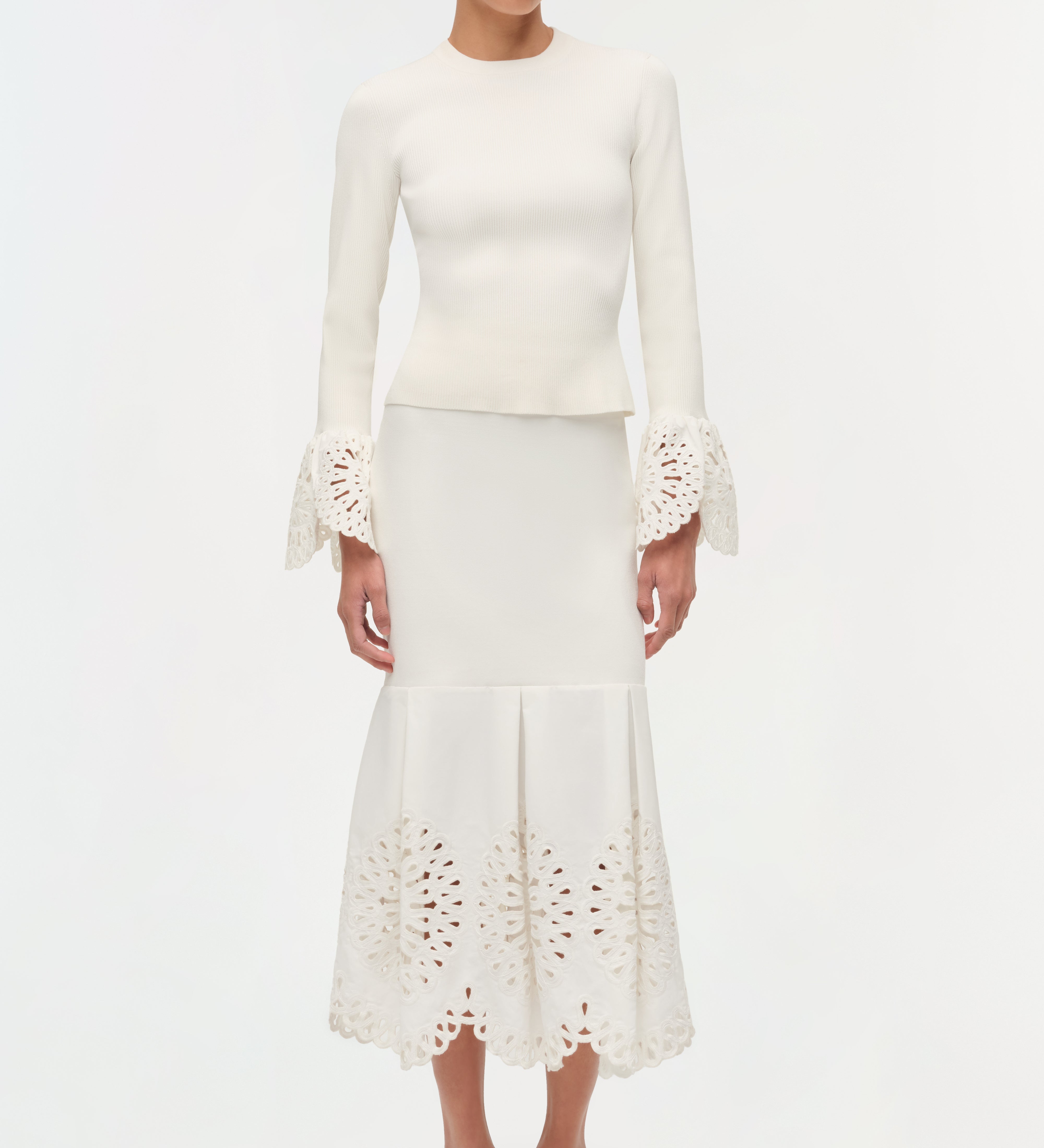 Simkhai - Eveletta Embroidered Knit Midi Skirt
