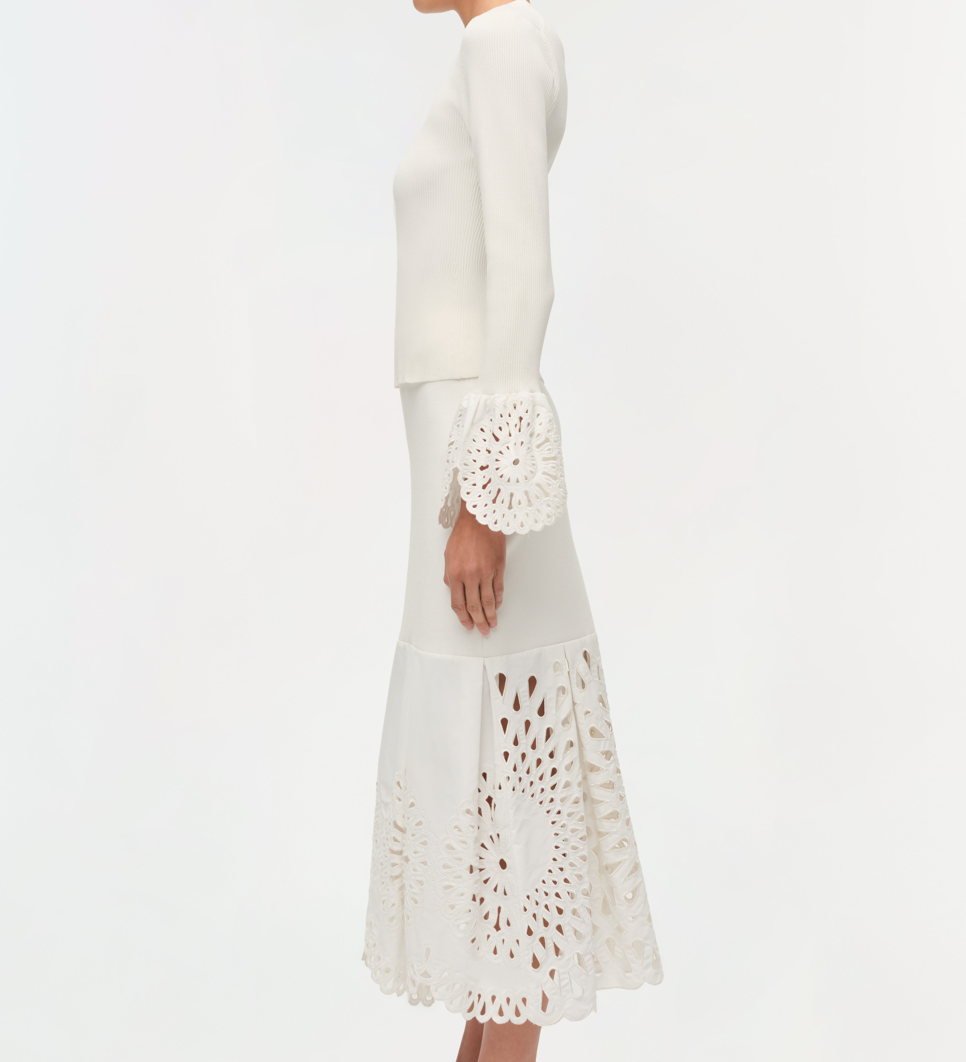Simkhai - Eveletta Embroidered Knit Midi Skirt