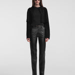 AFLALO Lazare Trouser in Leather – Black - Model Front