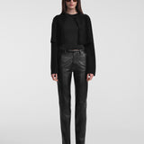 AFLALO Lazare Trouser in Leather – Black - Model Front