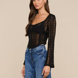L'AGENCE - Orine Pointelle Knit Top