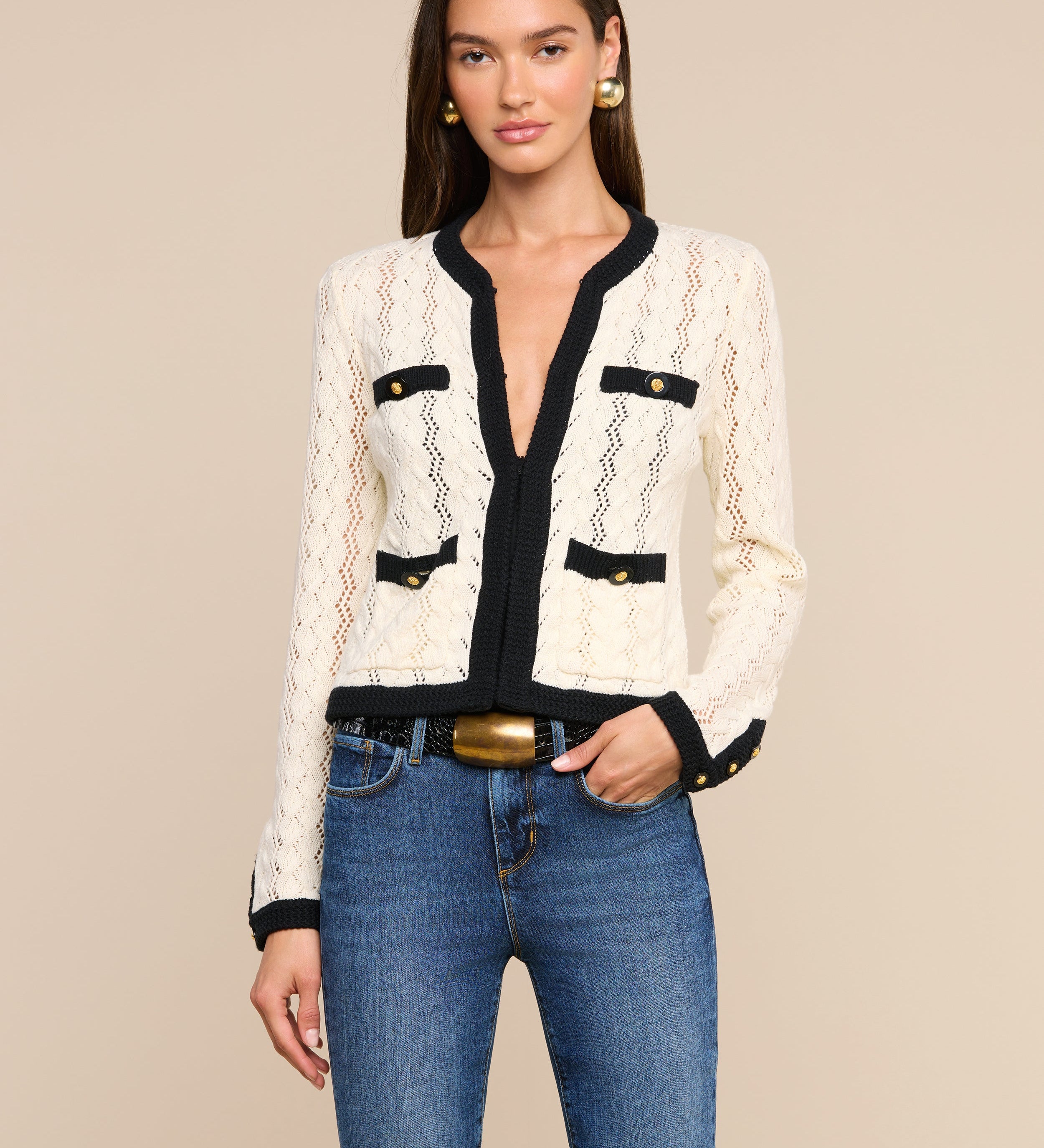 L'AGENCE - Zephyra Pointelle Knit Cardigan
