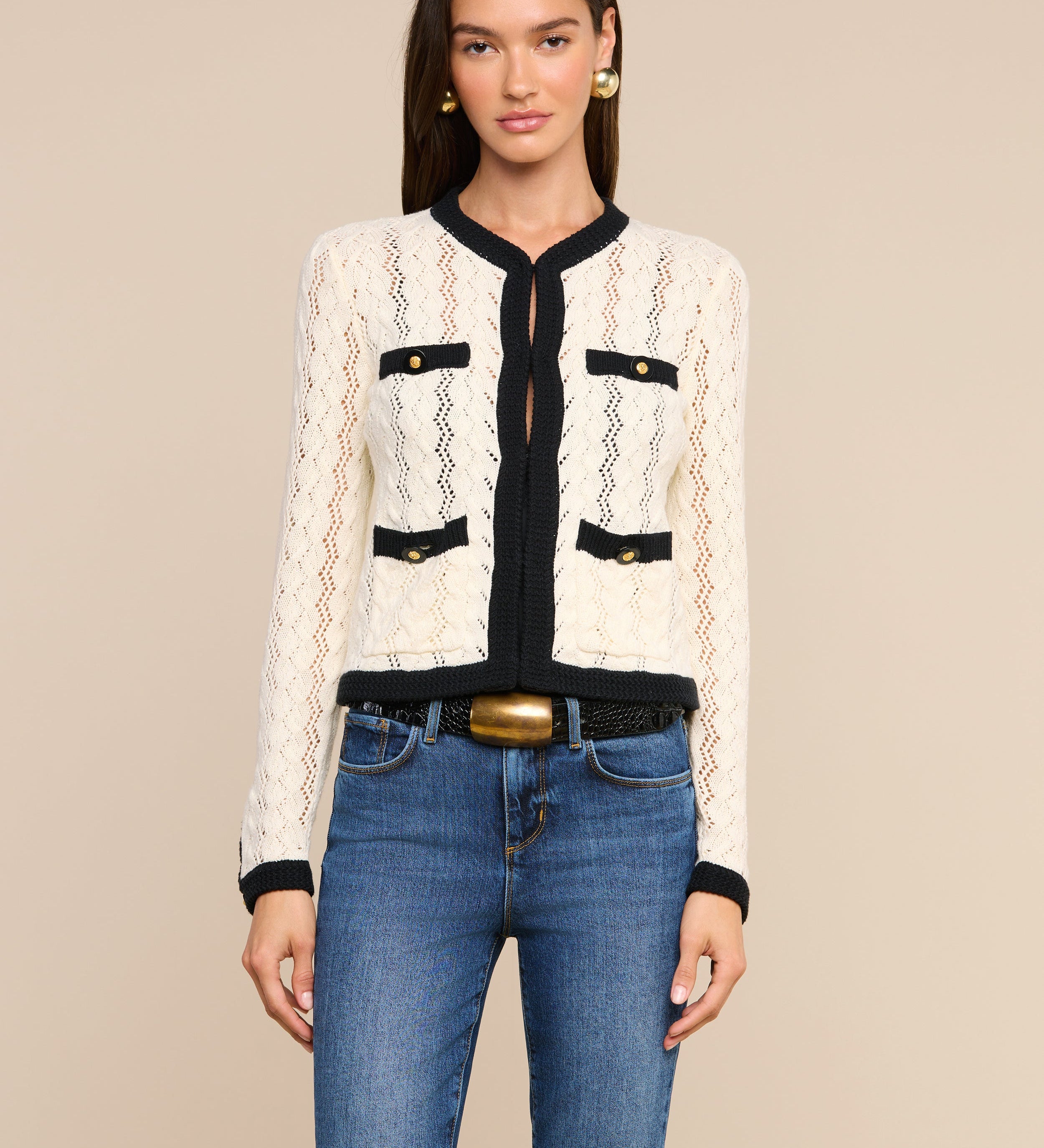 L'AGENCE - Zephyra Pointelle Knit Cardigan