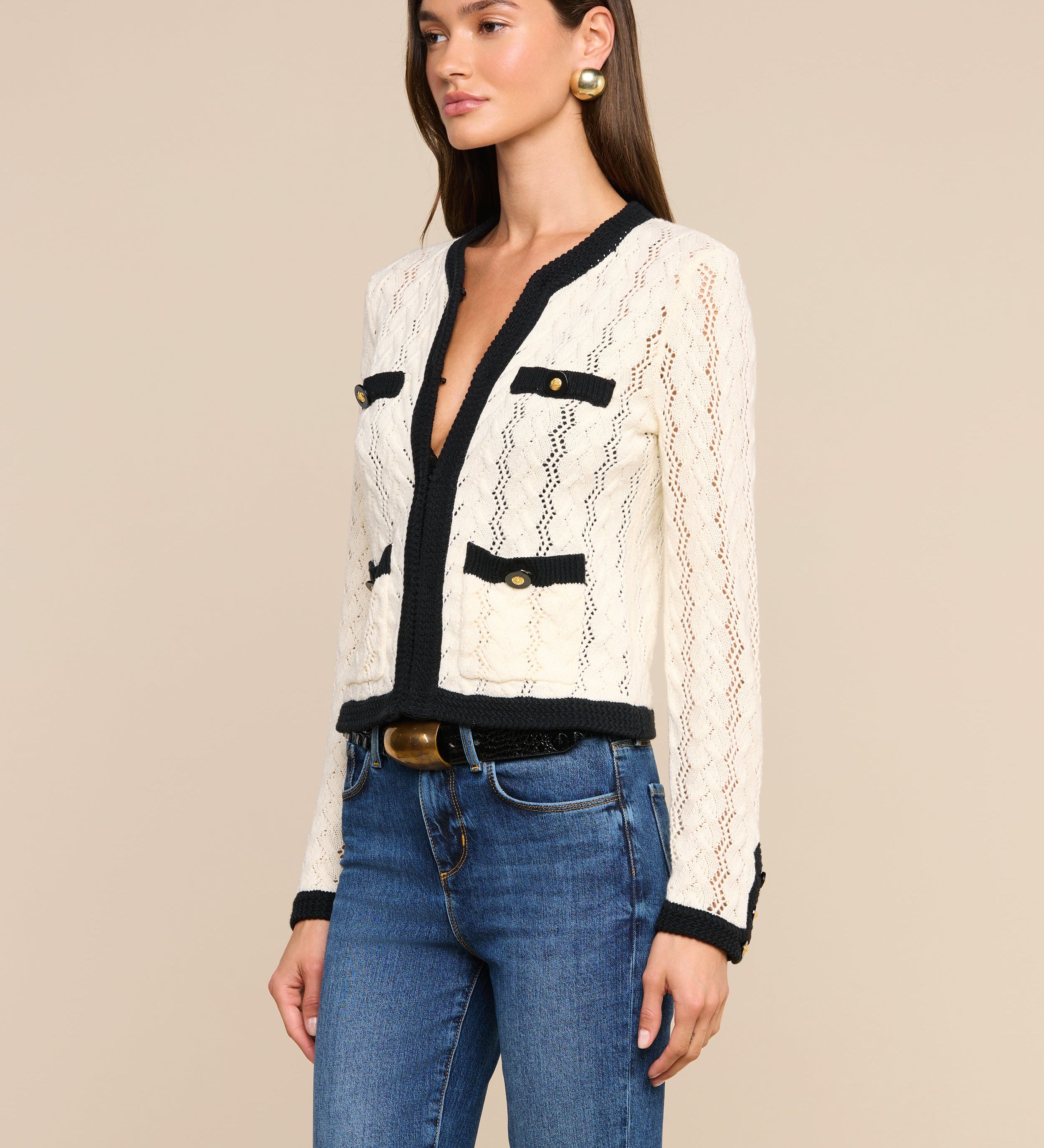 L'AGENCE - Zephyra Pointelle Knit Cardigan