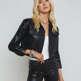 L'AGENCE - Koda Coated Cropped Denim Jacket
