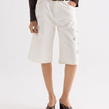 TWP - Boxy Relaxed Shorts With Crystal Clusters in Denim