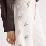 TWP - Boxy Relaxed Shorts With Crystal Clusters in Denim