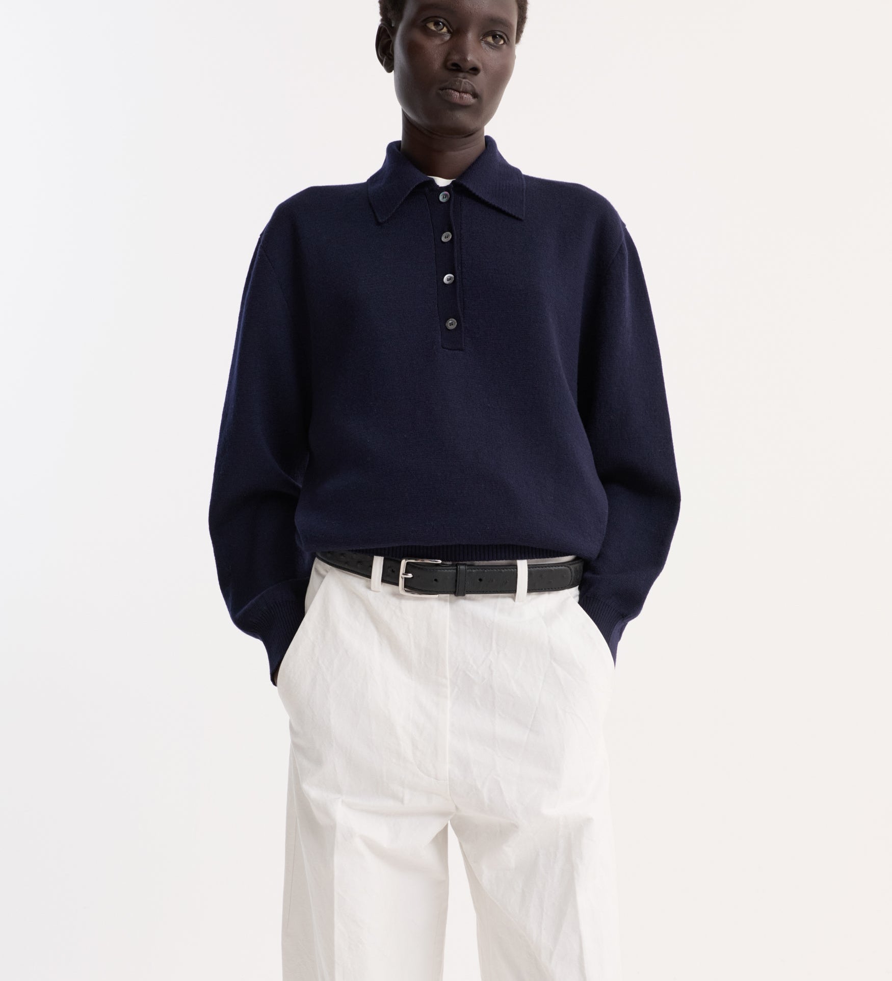 ROHE - Merino wool polo | navy