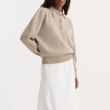 ROHE - Wool cashmere polo | stone melange