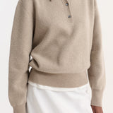 ROHE - Wool cashmere polo | stone melange