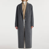 ROHE - Double - faced wool long coat | dark grey melange
