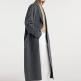ROHE - Double - faced wool long coat | dark grey melange