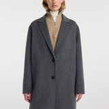 ROHE - Double - faced wool long coat | dark grey melange