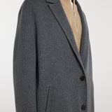 ROHE - Double - faced wool long coat | dark grey melange