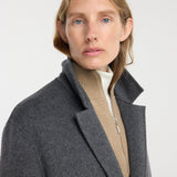 ROHE - Double - faced wool long coat | dark grey melange