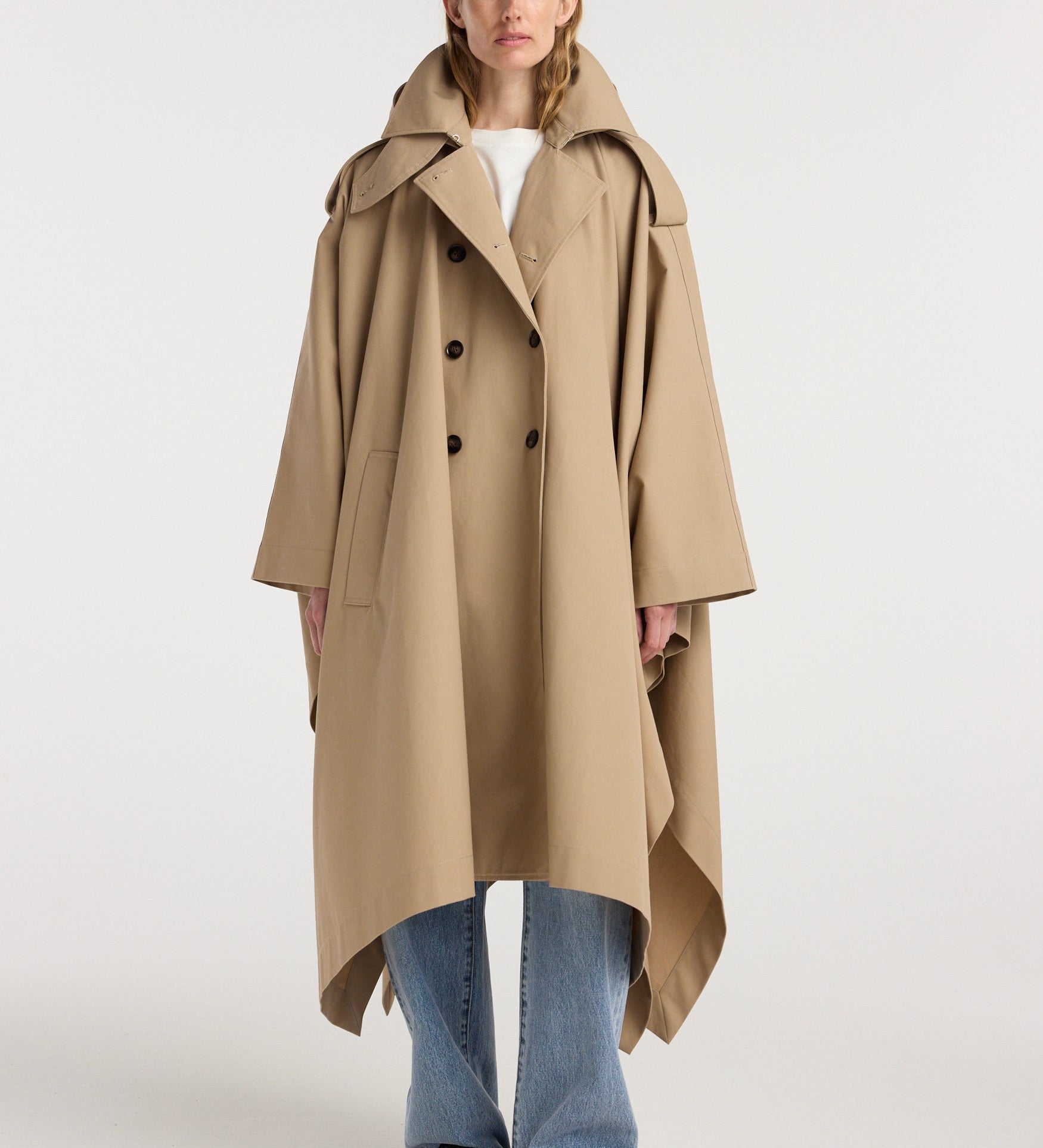 ROHE - Hooded cape trenchcoat | beige