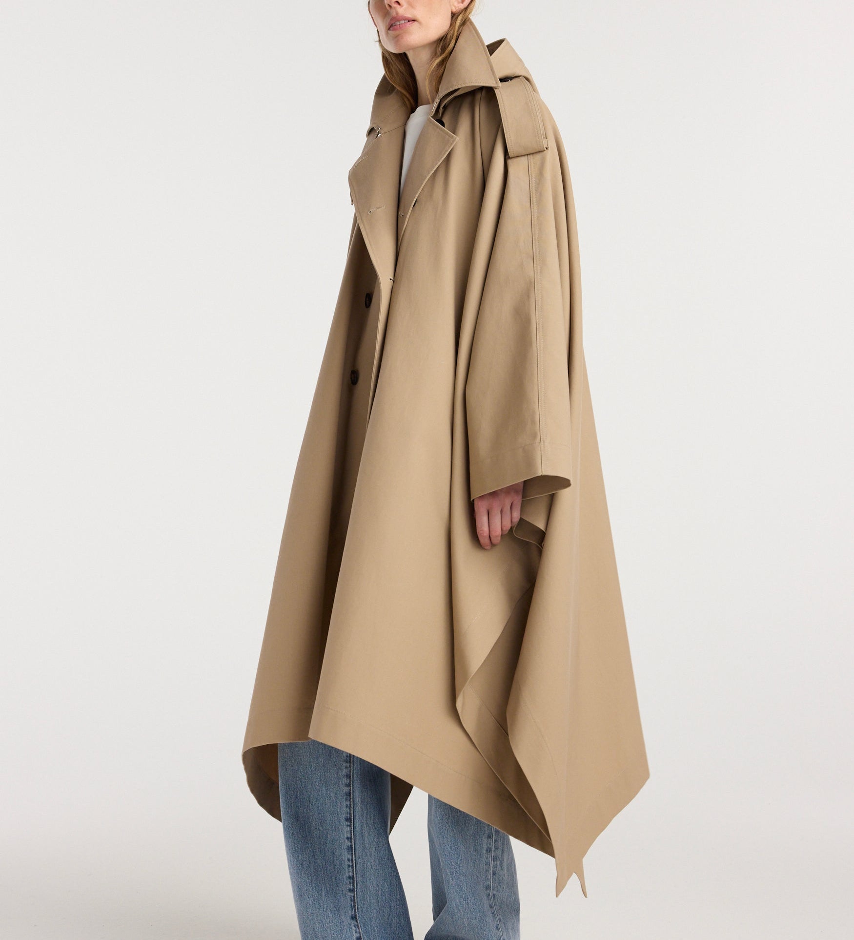 ROHE - Hooded cape trenchcoat | beige