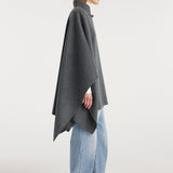 ROHE - Double - faced wool pankou closure poncho | dark grey melange