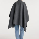 ROHE - Double - faced wool pankou closure poncho | dark grey melange