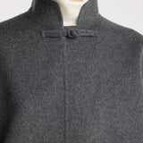 ROHE - Double - faced wool pankou closure poncho | dark grey melange