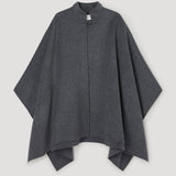 ROHE - Double - faced wool pankou closure poncho | dark grey melange