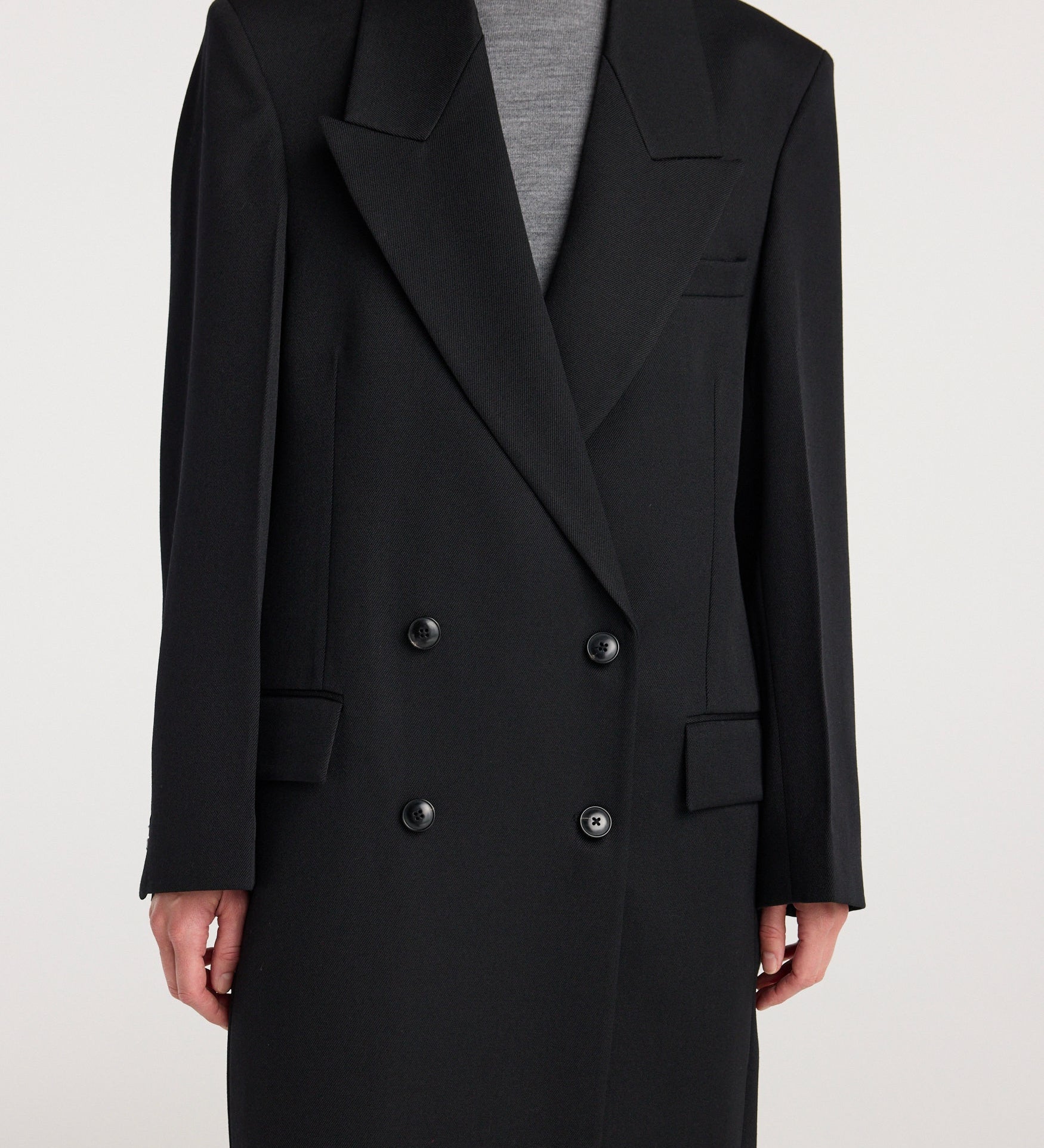 ROHE - Double breasted tailored coat | black