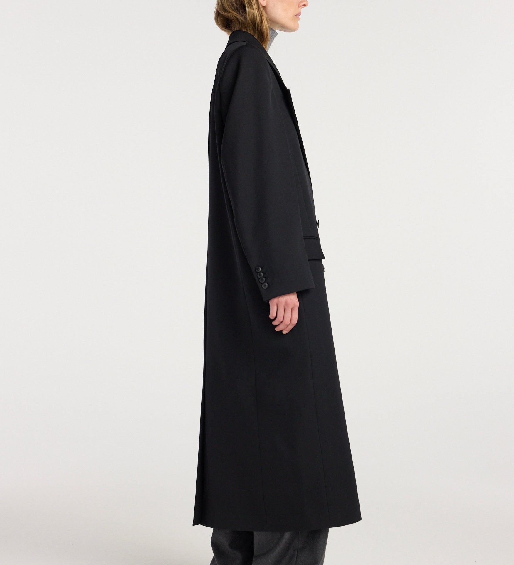 ROHE - Double breasted tailored coat | black