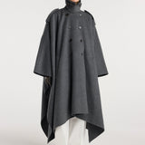 ROHE - Double - faced cape trenchcoat | dark grey melange