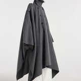 ROHE - Double - faced cape trenchcoat | dark grey melange