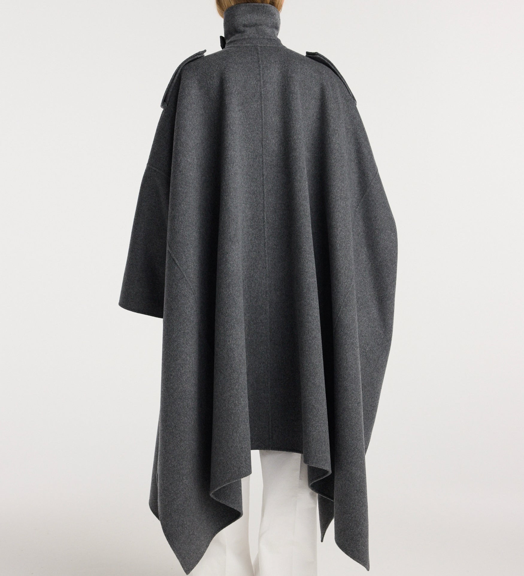 ROHE - Double - faced cape trenchcoat | dark grey melange