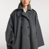 ROHE - Double - faced cape trenchcoat | dark grey melange