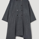 ROHE - Double - faced cape trenchcoat | dark grey melange