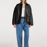 ROHE - Grain leather aviator jacket | black
