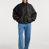 ROHE - Grain leather aviator jacket | black