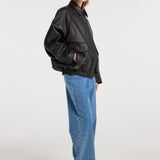 ROHE - Grain leather aviator jacket | black