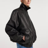 ROHE - Grain leather aviator jacket | black
